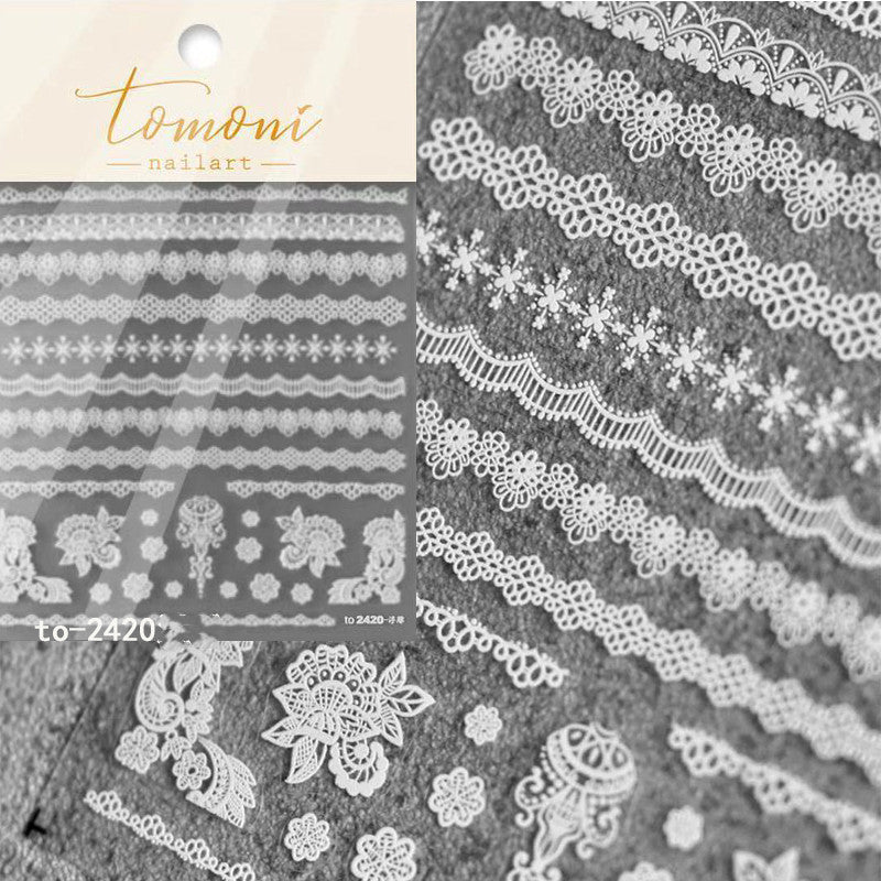 Lace Embossed Sticker Black And White Decal Nail Enhancement