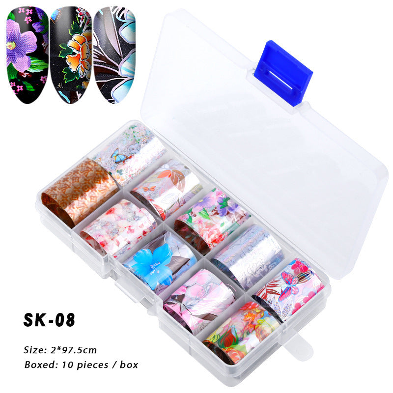 10 Boxes Of Holographic Nail Stickers AB Color Nail Art