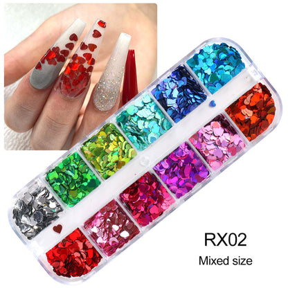 Nail Sequins Colorful Laser Heart-shaped Ornament