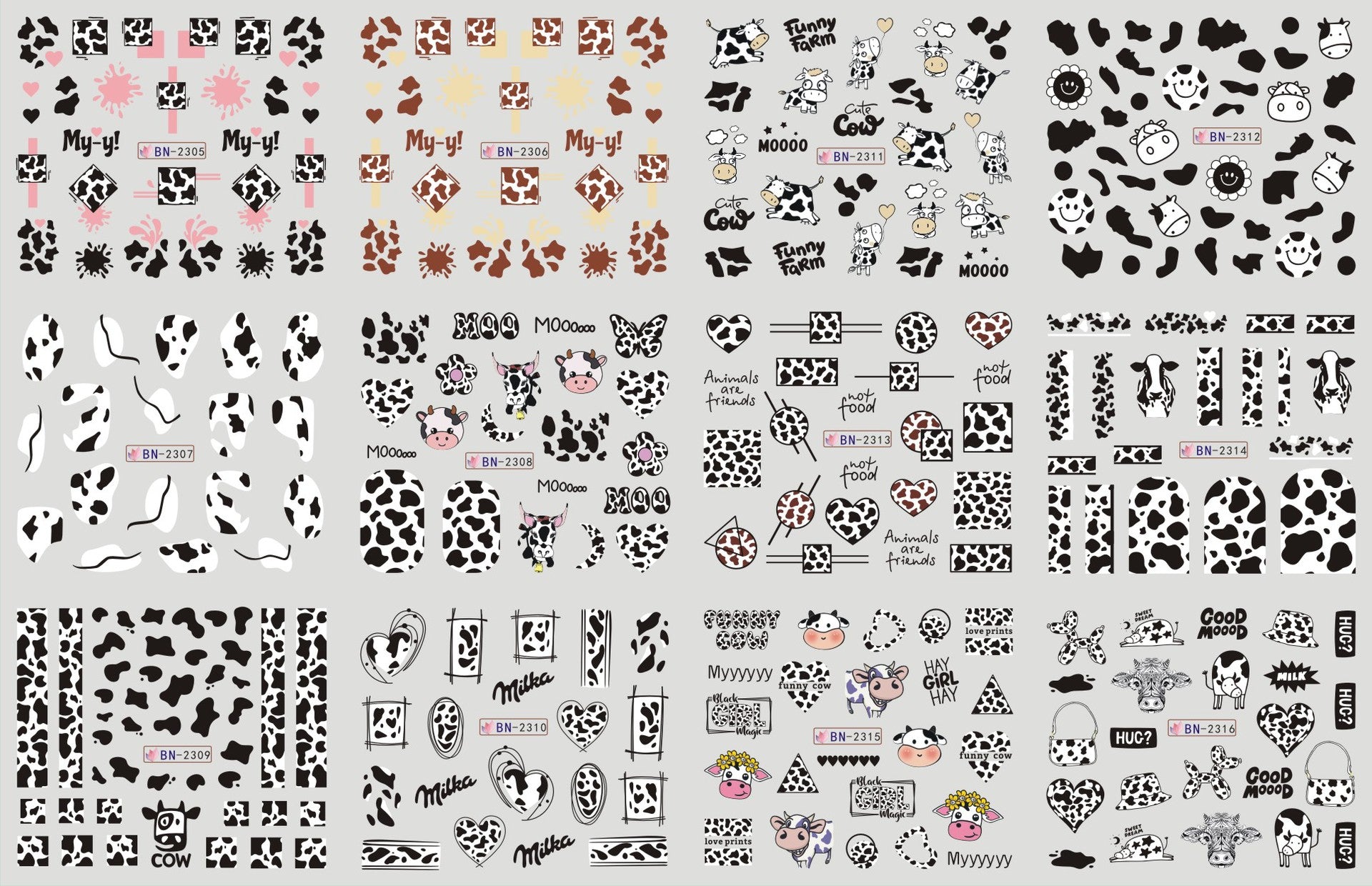 Nail Art Large Watermark Stickers Beach Tropical Rainforest Love Abstract Stickers Wholesale BN1957-2376