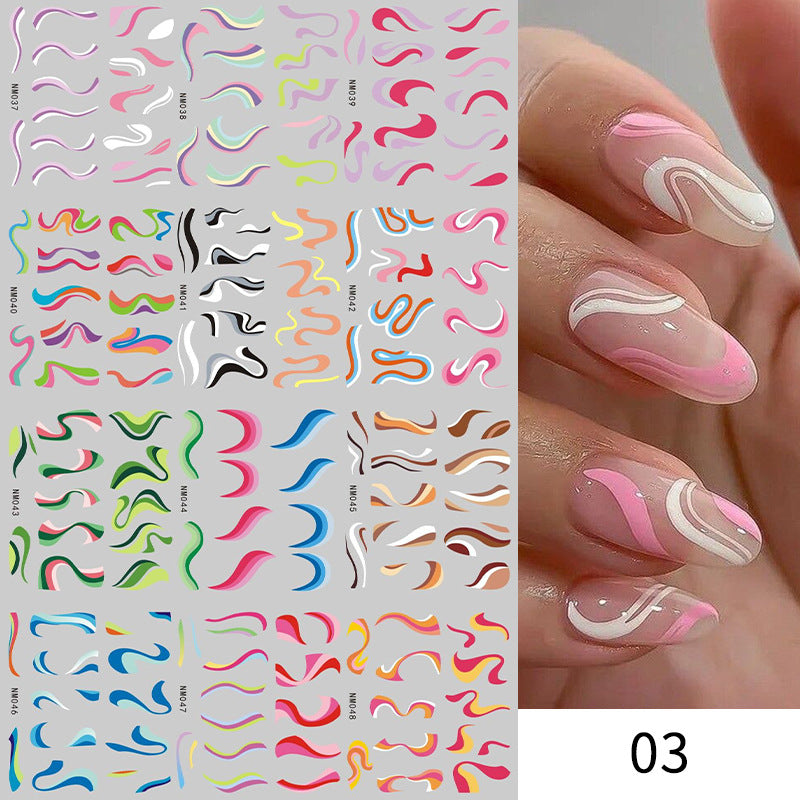 New European And American Feng Shui Print Line Flower Nail Stickers