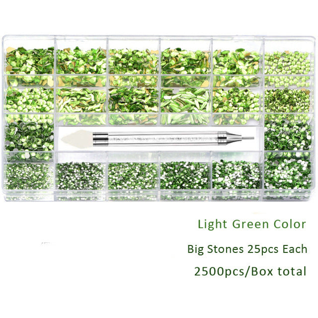 21 Grid Manicure Jewelry Boxed Glass Special-shaped Belt Diamond Pen