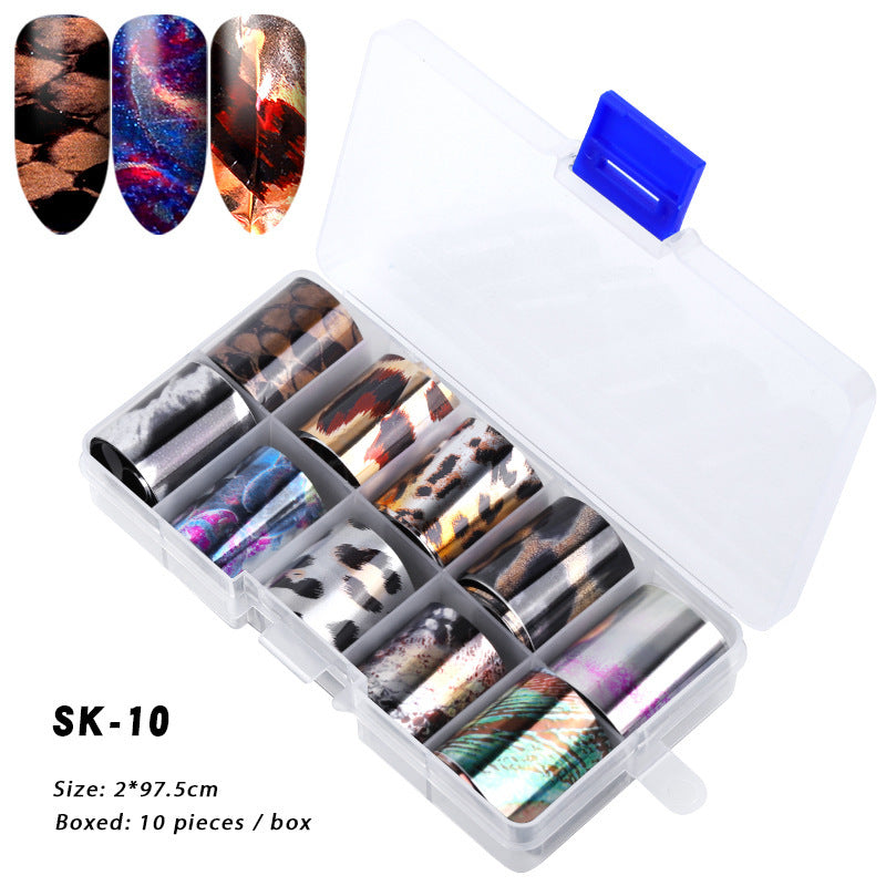 10 Boxes Of Holographic Nail Stickers AB Color Nail Art