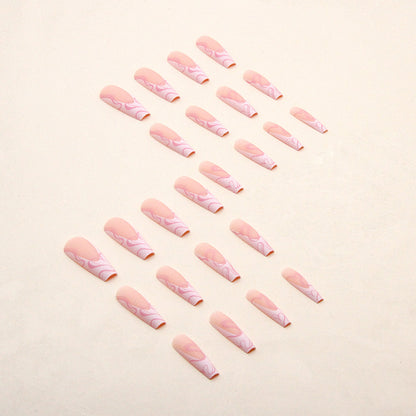 Heart Stripe Fake Nails