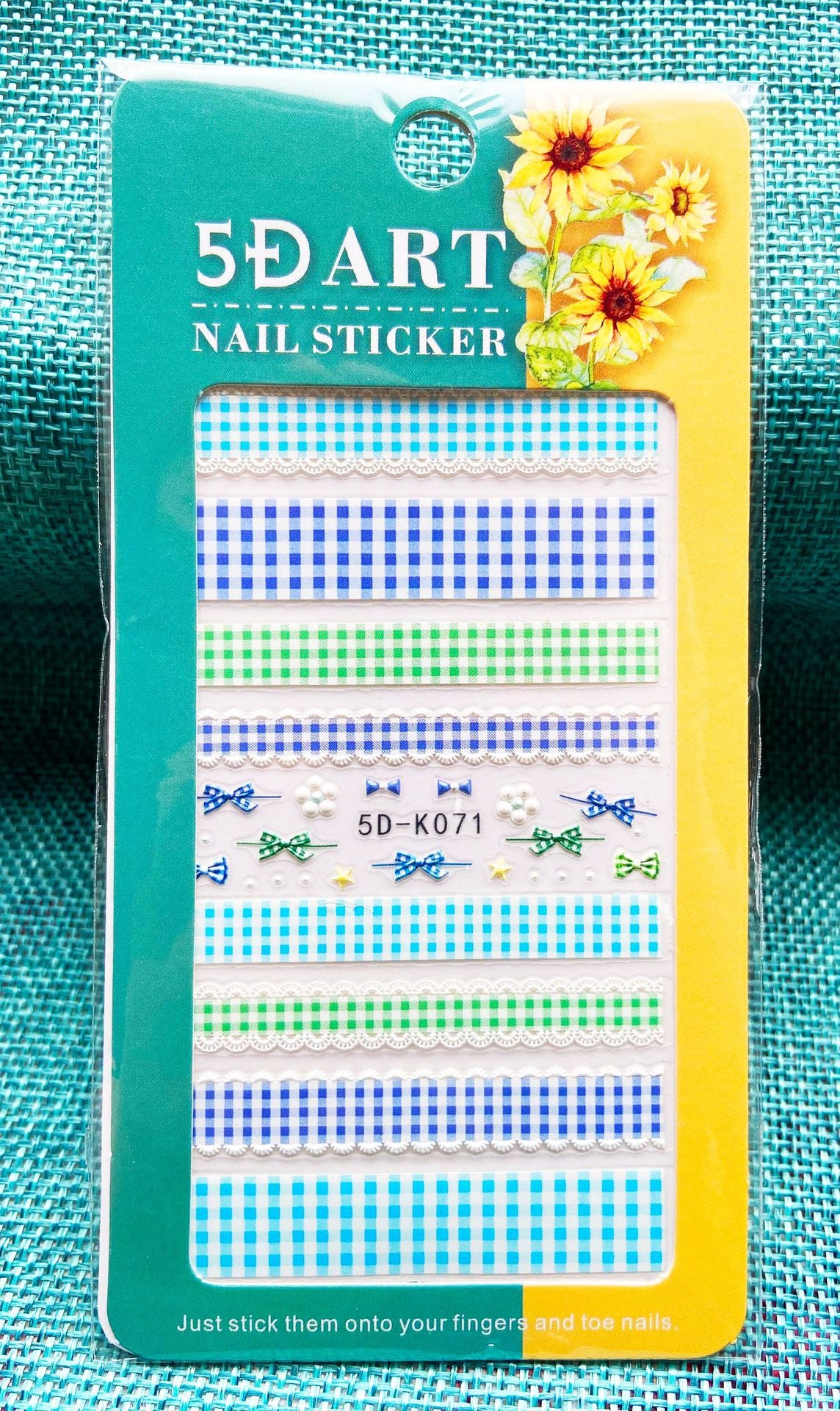Embossed Nail Sticker Plaid Nail Sticker Three-dimensional Bow Nail Sticker Summer Nail Sticker