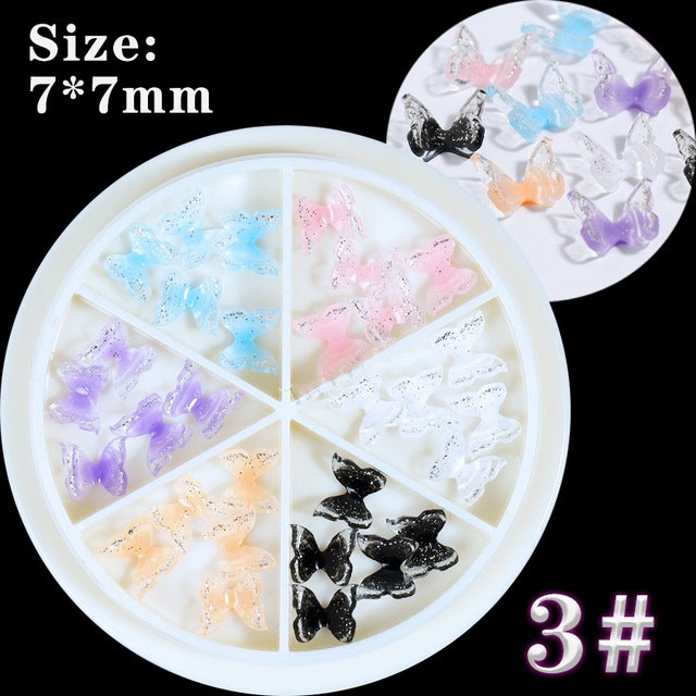 Heat Shrinkable Film Finished Small Butterfly Nail Decoration