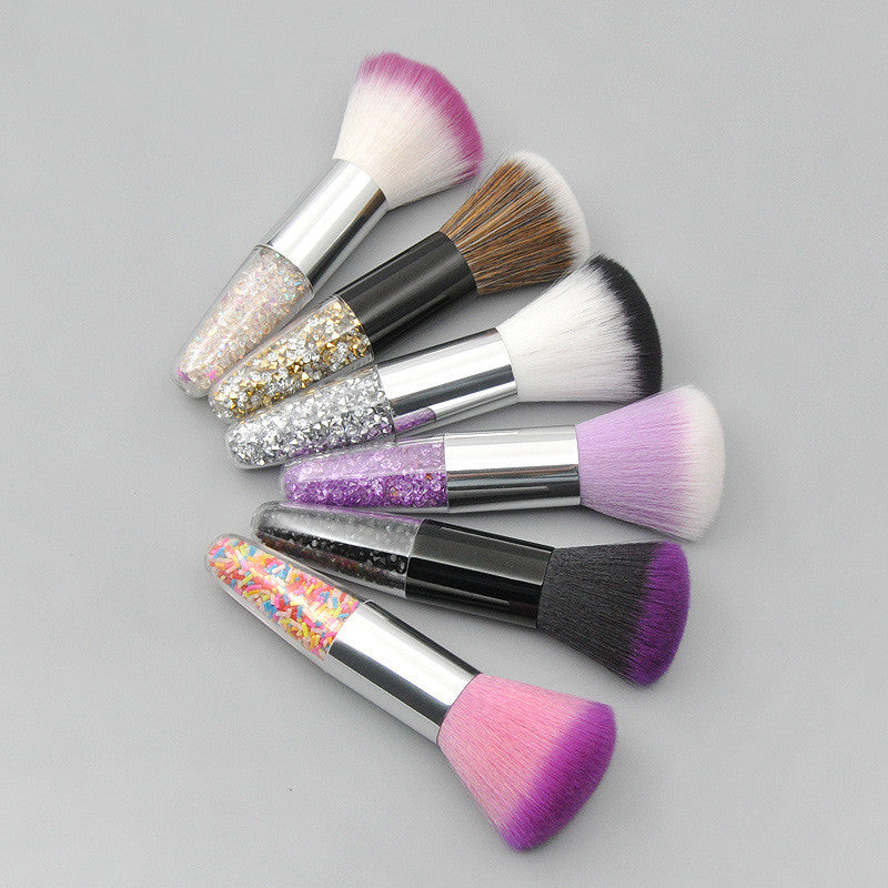Conical Diamond Particles Transparent Handle Makeup Brush