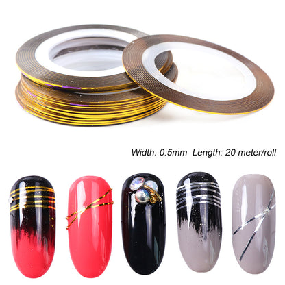 Metallic Shiny Nail Art Line Sticker