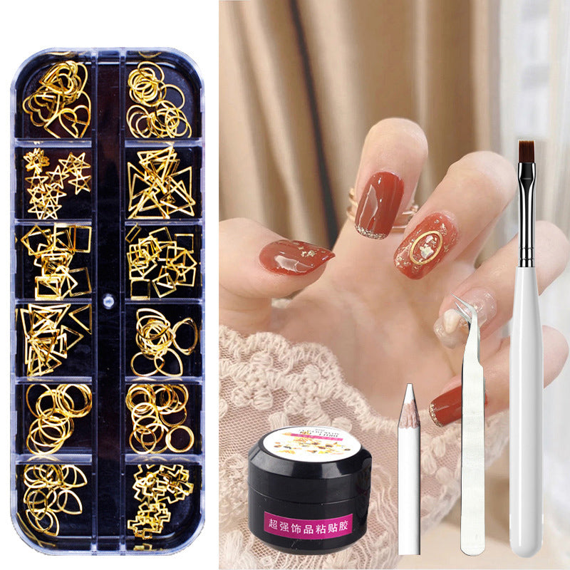 Metal Rivets Rhinestone Nail Decorations Mixed Box