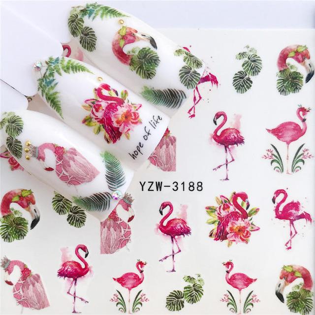 32 Designs Flamingo Fruit Flower Series Nail Water Decals D