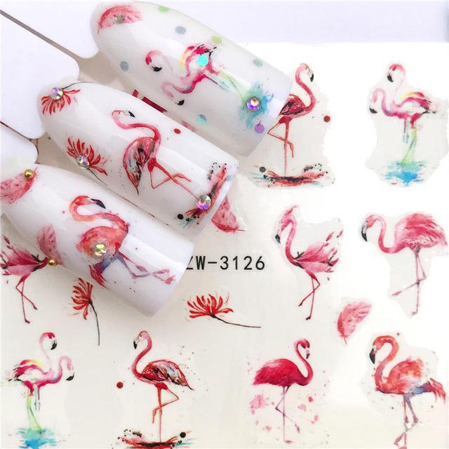 32 Designs Flamingo Fruit Flower Series Nail Water Decals D