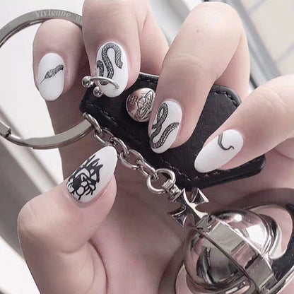 Nail Sticker Applique 3D Snake Sticker Nude Piece Black and White 2 Color Nail Sticker Ornament