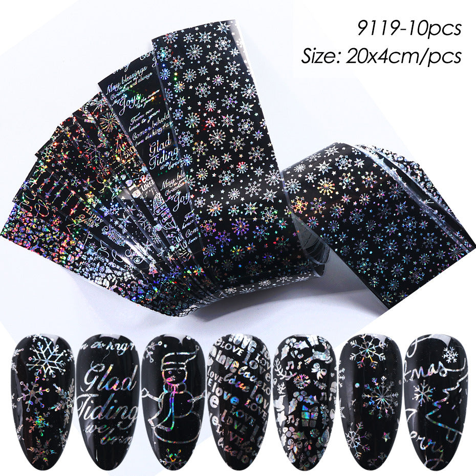 10x Cross-Border Starry Paper Ins Laser Silver Snowflake Christmas