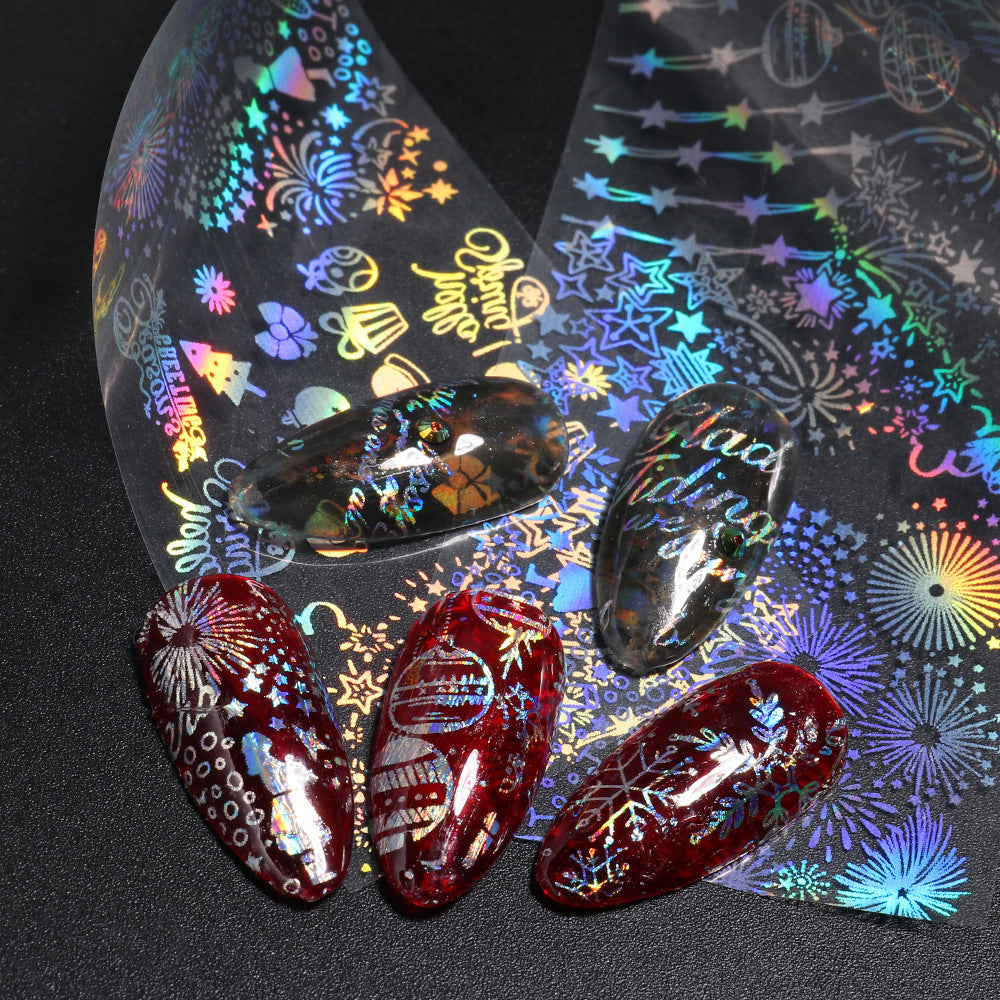 10x Cross-Border Starry Paper Ins Laser Silver Snowflake Christmas