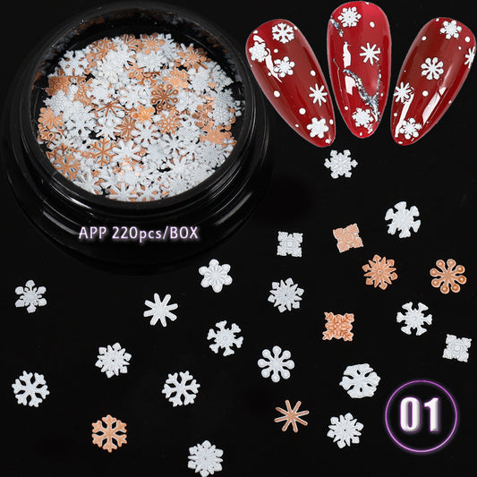 Ultra Thin Computer Chip Manicure Hollow Metal Chip English Letter Snowflake Christmas Nail Patch