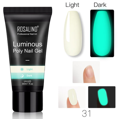 Rosalind Cross-Border New Luminous Extender 30Ml Paper-Free Holder Crystal Phototherapy Gel Nail Extension Glue