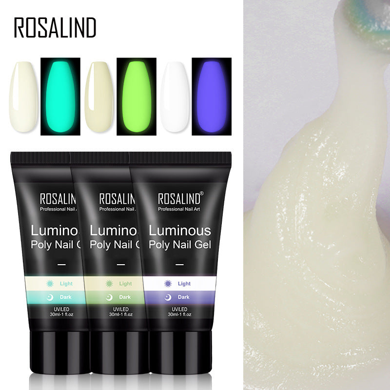 Rosalind Cross-Border New Luminous Extender 30Ml Paper-Free Holder Crystal Phototherapy Gel Nail Extension Glue