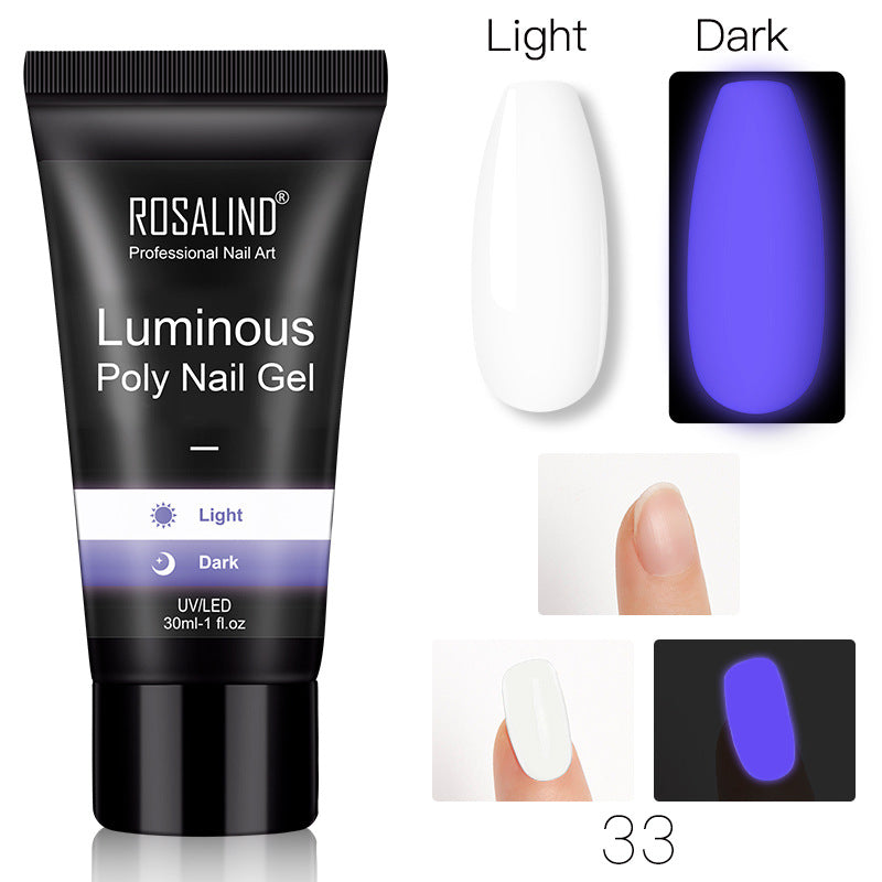 Rosalind Cross-Border New Luminous Extender 30Ml Paper-Free Holder Crystal Phototherapy Gel Nail Extension Glue