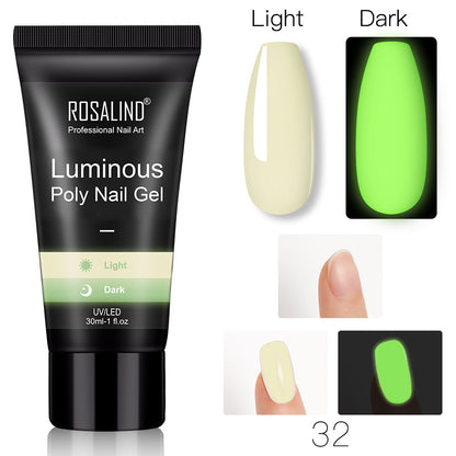 Rosalind Cross-Border New Luminous Extender 30Ml Paper-Free Holder Crystal Phototherapy Gel Nail Extension Glue