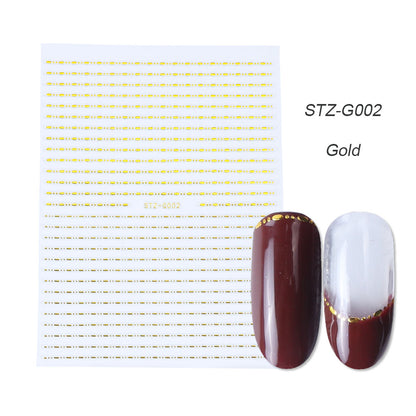 Gold Silver Sliders 3D Nail Stickers Liners Stripe