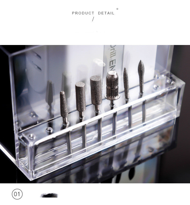 Polishing Machine Storage Rack Nail Tool Storage Box Polishing Head Drill Bit Transparent Finishing Box