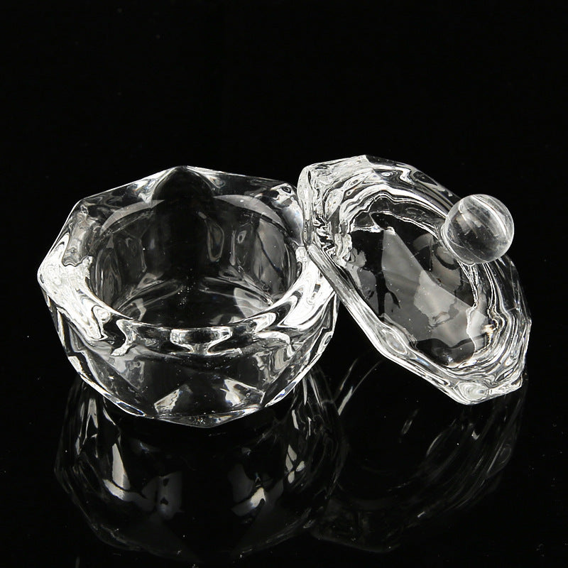 Glass Crystal Cup With Lid Octagonal Transparent Crystal Cup