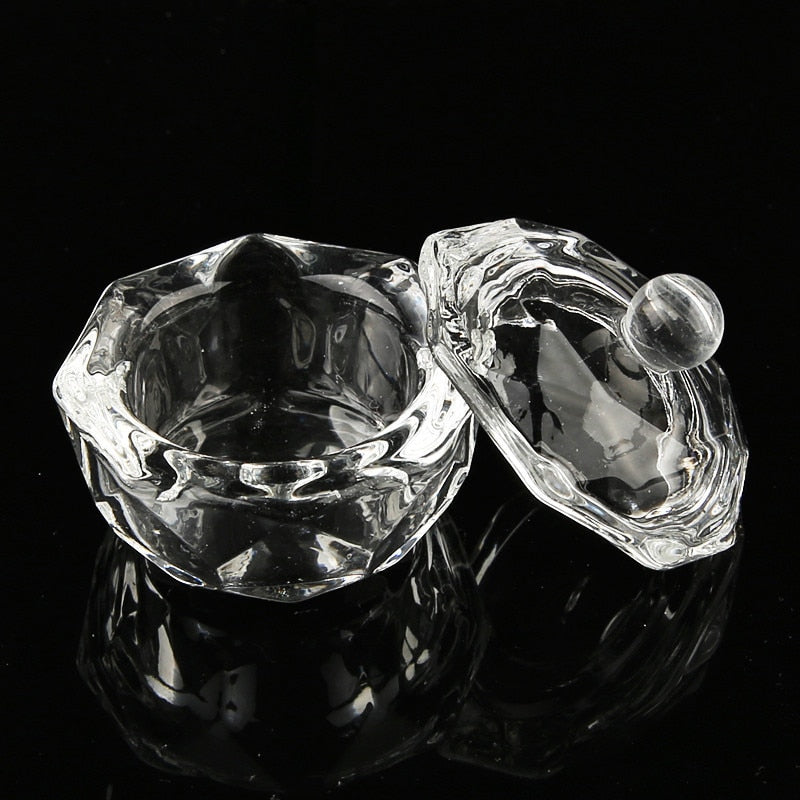 Glass Crystal Cup With Lid Octagonal Transparent Crystal Cup
