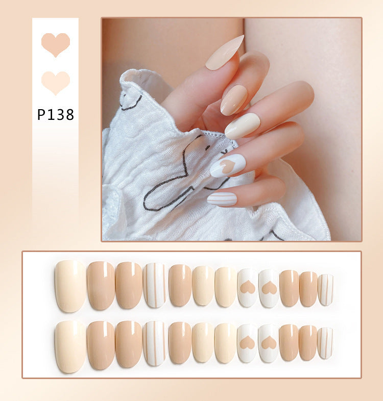 Net Red False Nail Sticking Wearing Nail Finished Nail Piece Love Peach Heart Nail Patch Removable Nail Patch N12
