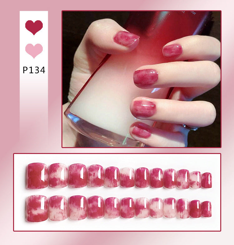Net Red False Nail Sticking Wearing Nail Finished Nail Piece Love Peach Heart Nail Patch Removable Nail Patch N12
