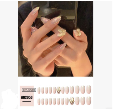 Nail Art Fake Gray-Black Butterfly Transparent Nail Nail Piece Finished Wearable Patch Long Detachable Wearable Head