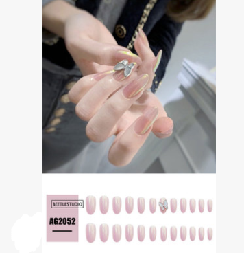 Nail Art Fake Gray-Black Butterfly Transparent Nail Nail Piece Finished Wearable Patch Long Detachable Wearable Head