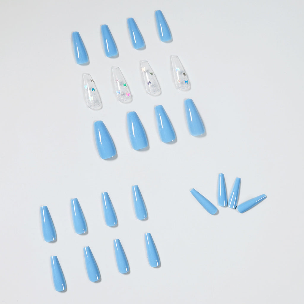 Sky Blue Color Powder Laser Butterfly Wear Nail Art