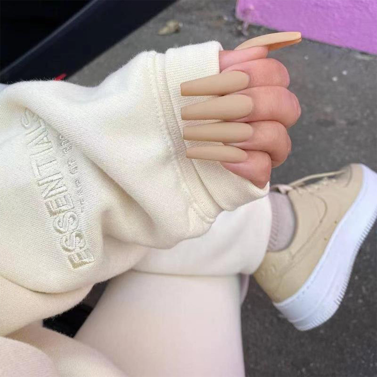 Solid Color Long Ballet Series Wearing Nail Finished Product False Nail Manicure Patch Nail Patch Waterproof Detachable