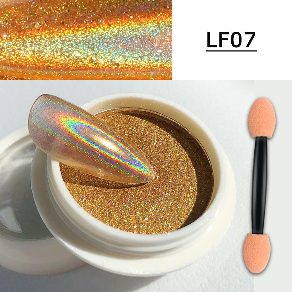 Manicure Solid Magic Mirror Powder European And American Aurora Aperture Laser Mirror Powder With Brush Set