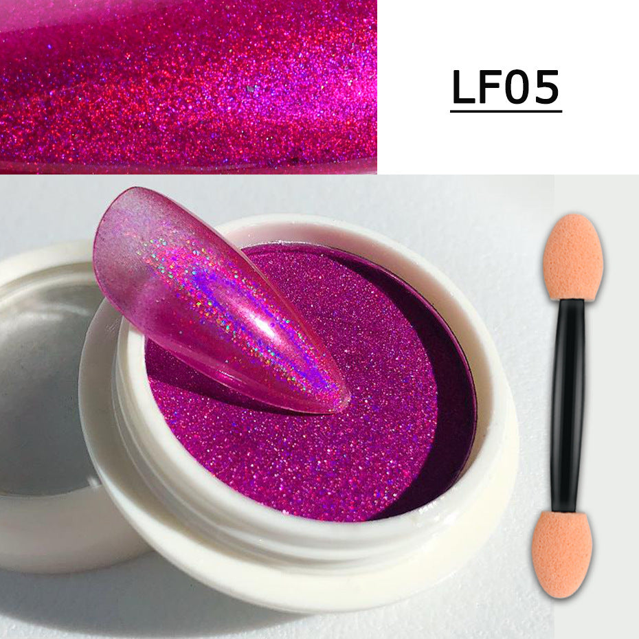 Manicure Solid Magic Mirror Powder European And American Aurora Aperture Laser Mirror Powder With Brush Set