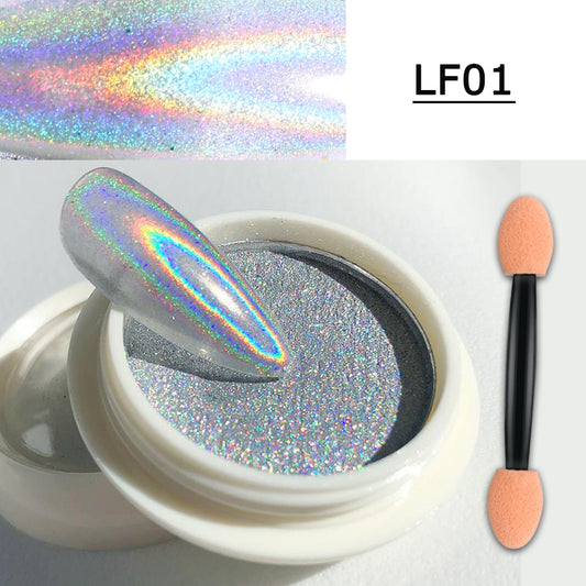 Manicure Solid Magic Mirror Powder European And American Aurora Aperture Laser Mirror Powder With Brush Set