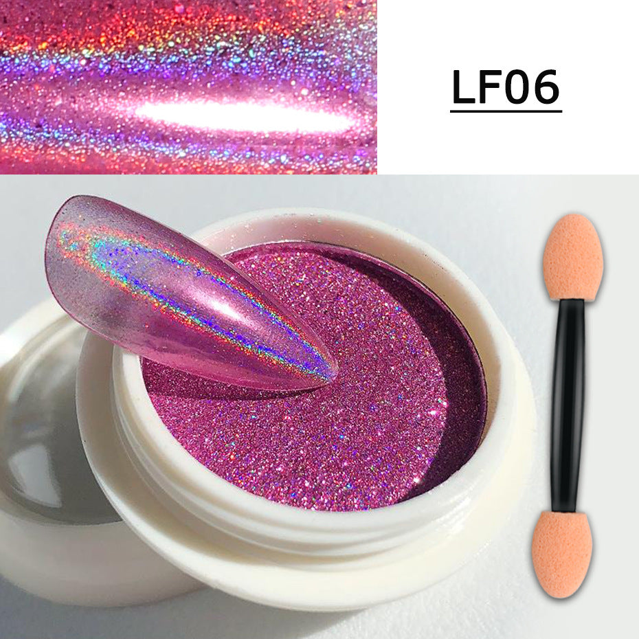 Manicure Solid Magic Mirror Powder European And American Aurora Aperture Laser Mirror Powder With Brush Set