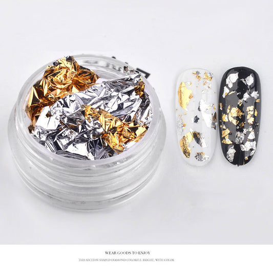 Gold And Silver Tin Foil Nail Stickers Decorations Crystal Phototherapy Nail Foil Paper