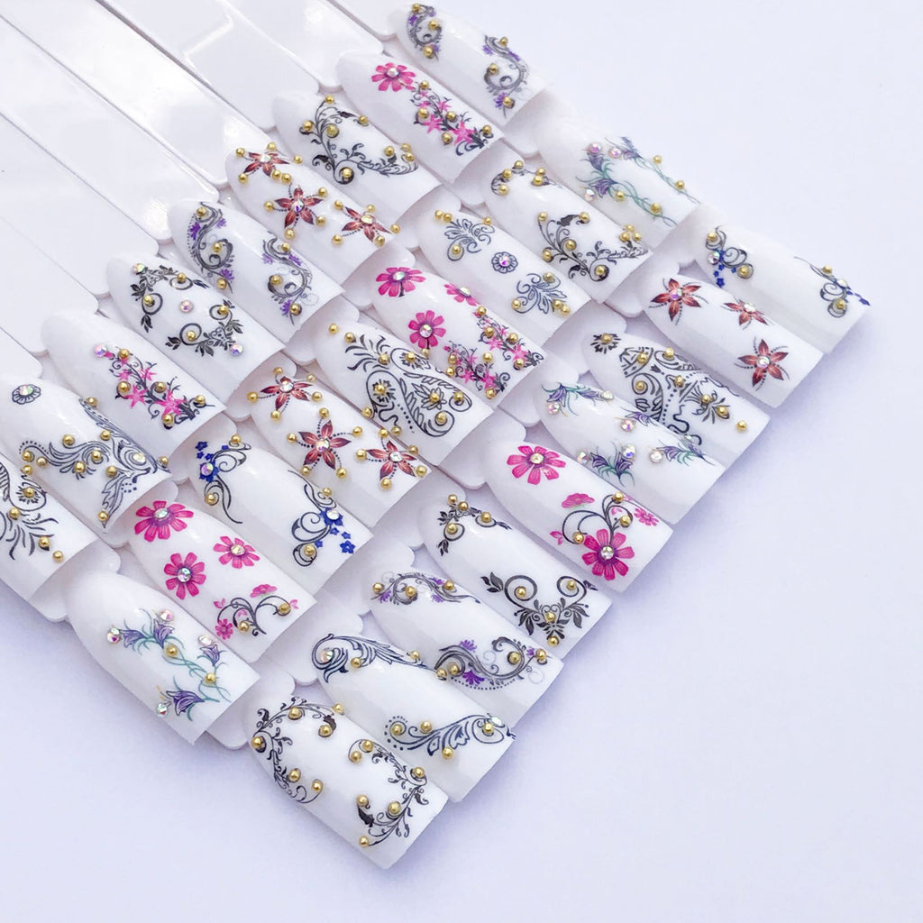 Black And White Lace Bright And Prosperous Series Of Nail Polish Full Stickers Set Of 50