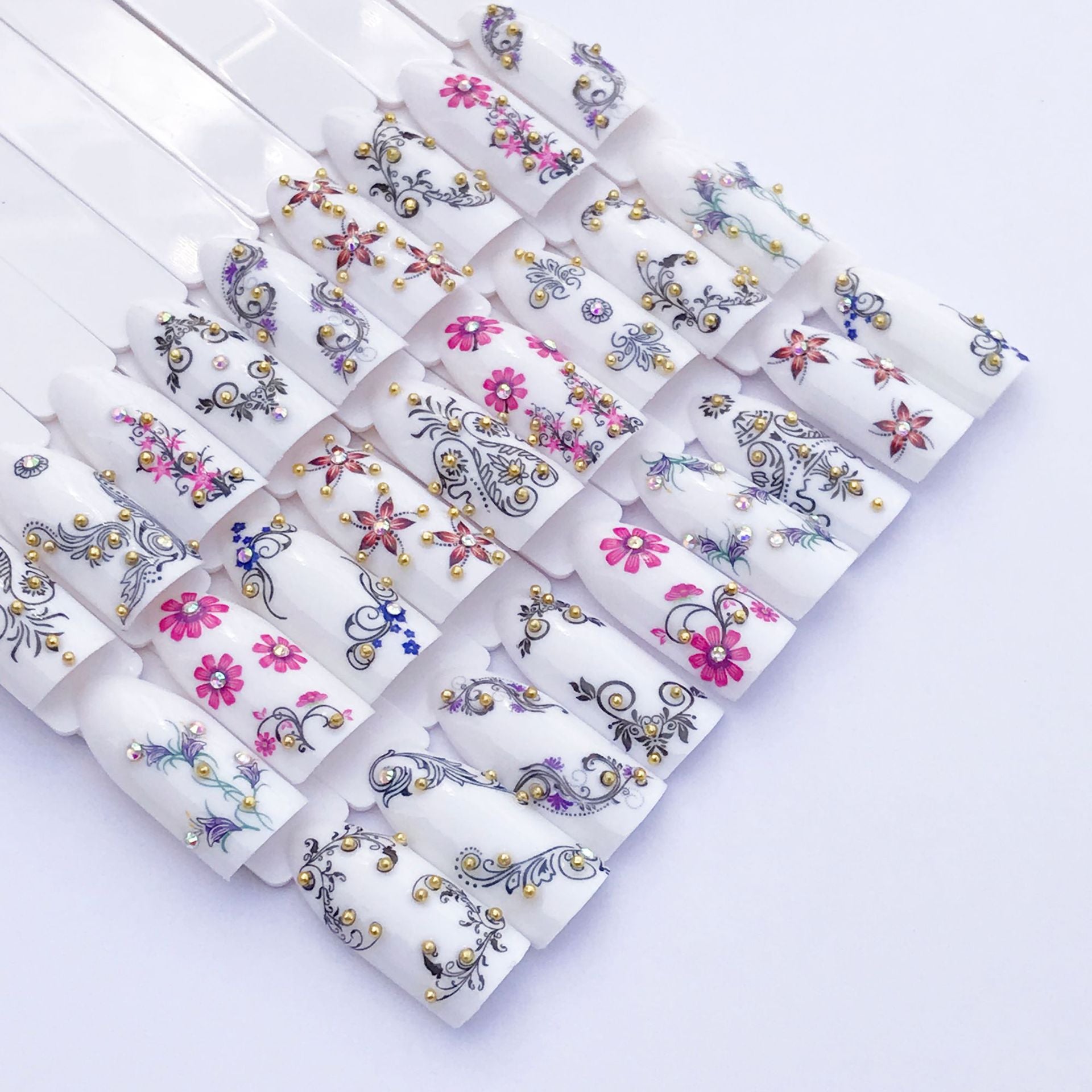 Black And White Lace Bright And Prosperous Series Of Nail Polish Full Stickers Set Of 50