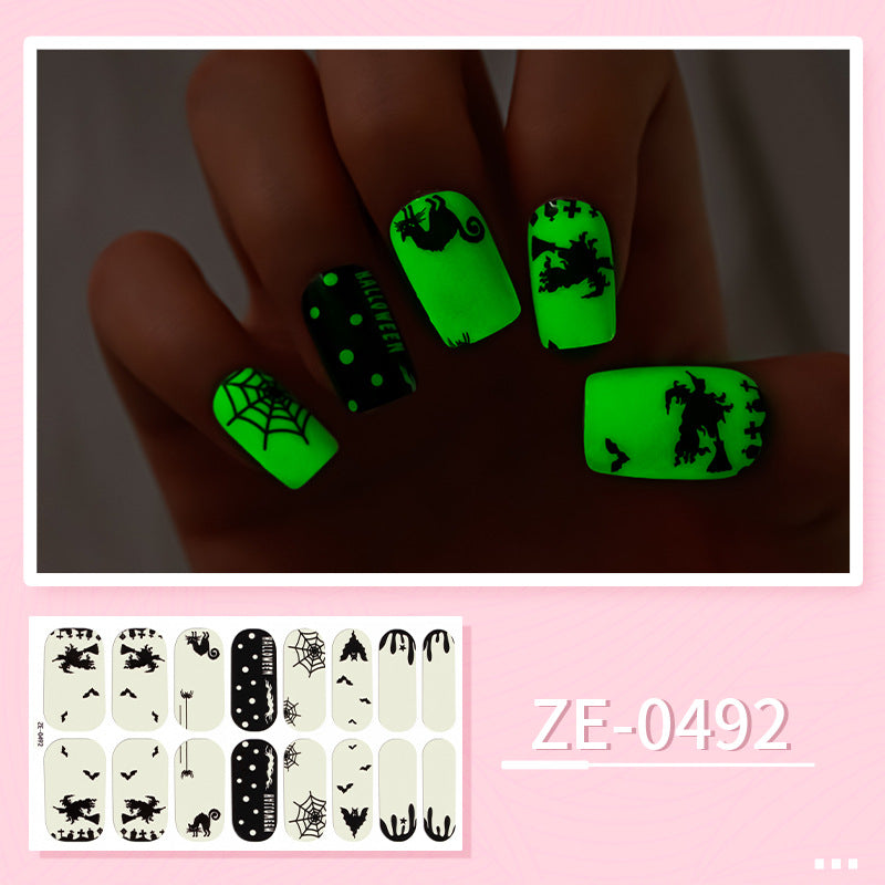 Apply Oil Film Fluorescent Nail Enhancement Sticker Glow At Night