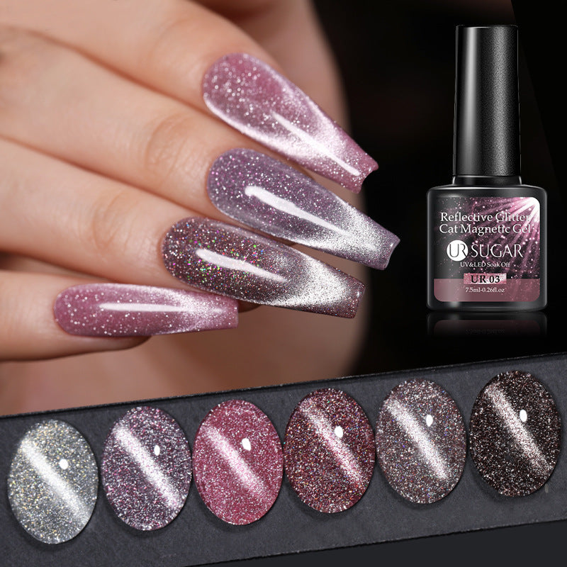 Laser Cat Eye Gel Nail Polish Manicure Crystal Diamond In The Debris Cat Eye Gel Polish