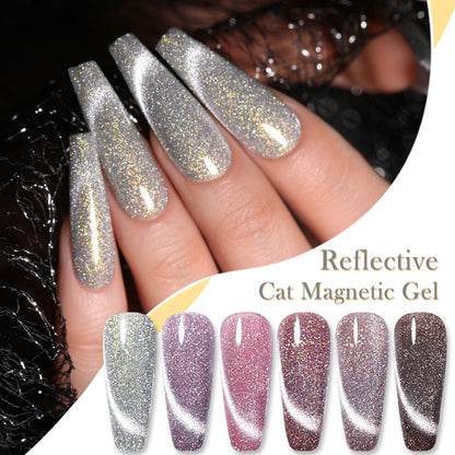 Laser Cat Eye Gel Nail Polish Manicure Crystal Diamond In The Debris Cat Eye Gel Polish