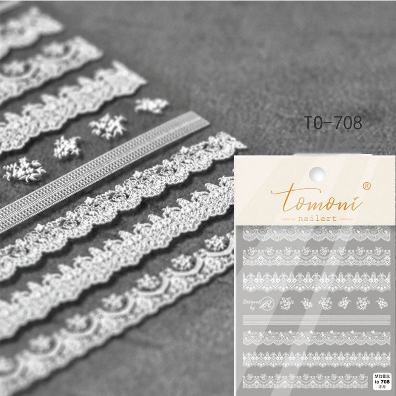 Lace Embossed Sticker Black And White Decal Nail Enhancement