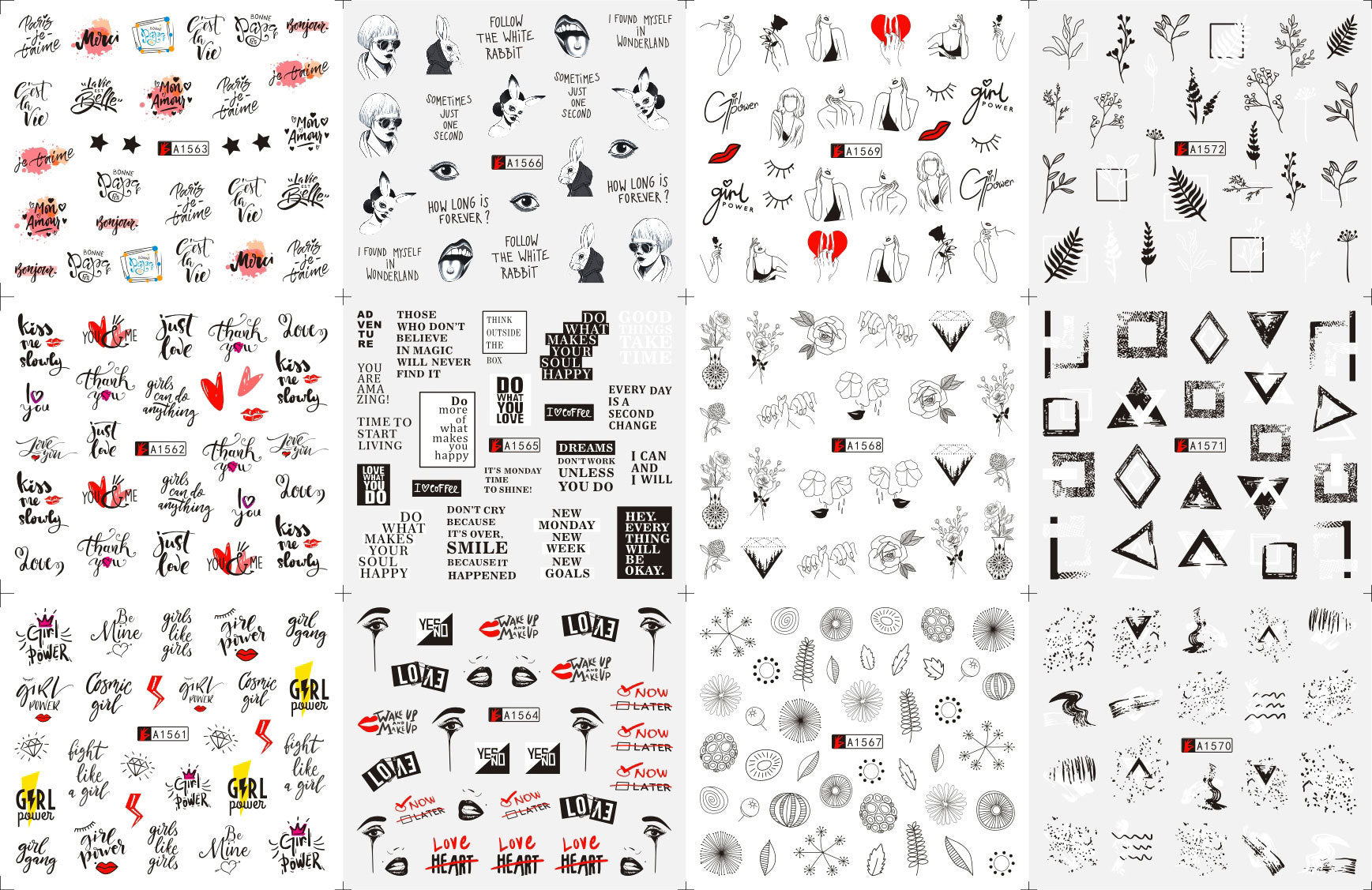 New Foreign Trade Water-based Easter Rabbit Flower English Water Transfer Nail Beauty Applique Nail Sticker