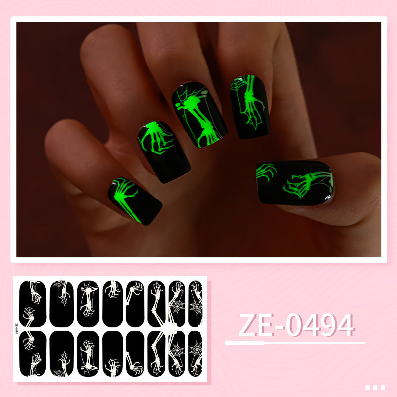 Apply Oil Film Fluorescent Nail Enhancement Sticker Glow At Night