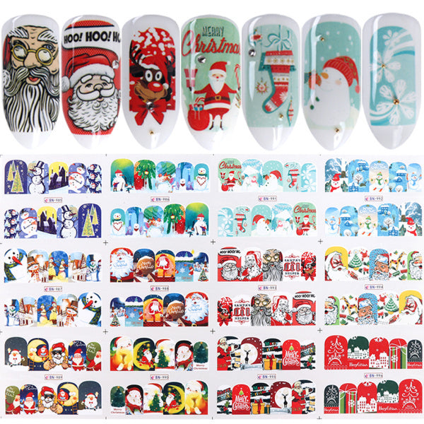 12pcs Cute Christmas Nail Stickers Cartoon Animal Design Pen