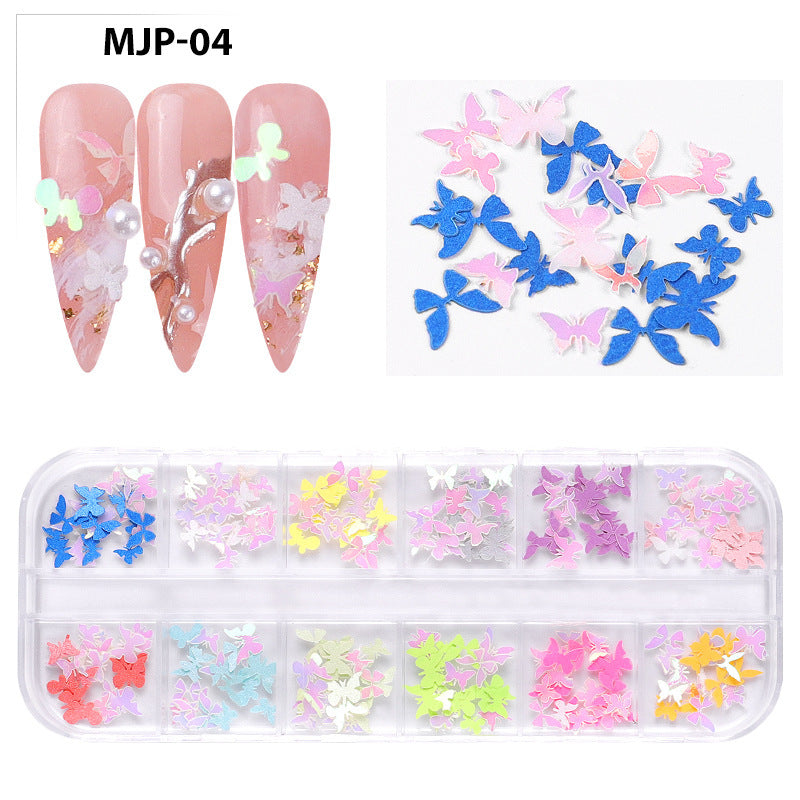 Manicure Wood Pulp Piece Butterfly Color Little Flower Christmas Halloween Nail Ornament Set