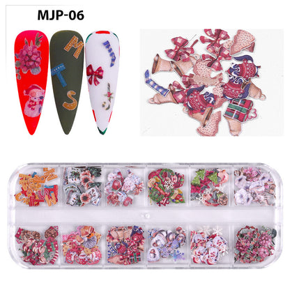 Manicure Wood Pulp Piece Butterfly Color Little Flower Christmas Halloween Nail Ornament Set