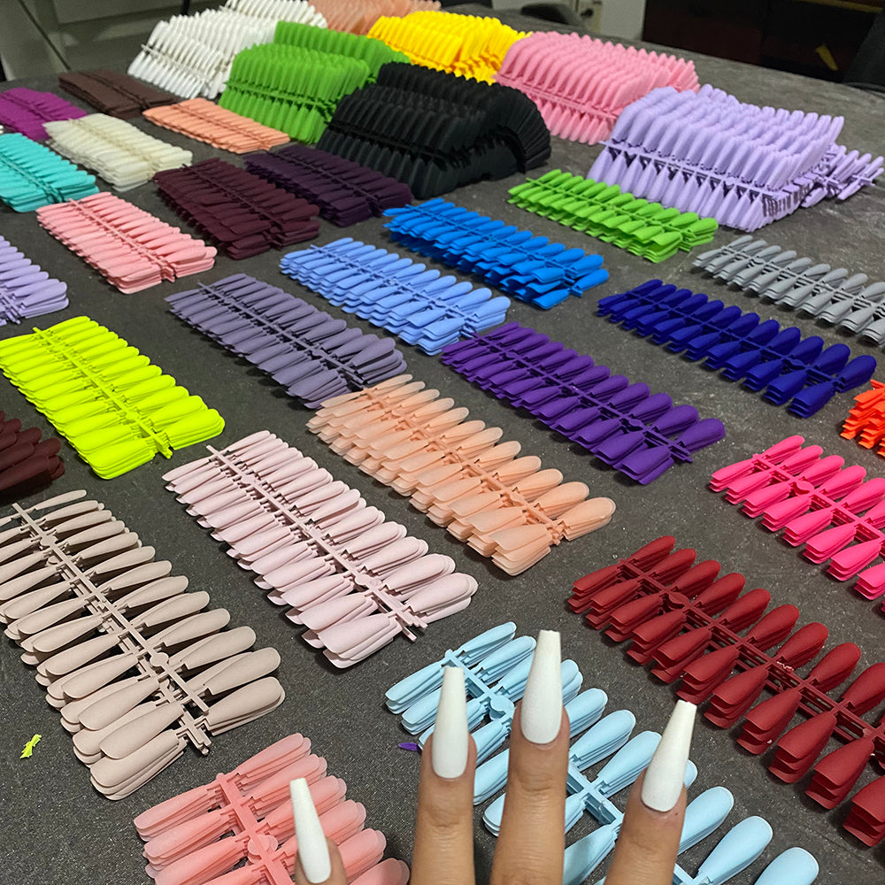 24pcs Mix Colors Matte Super Ong Coffin False Nail Ballet